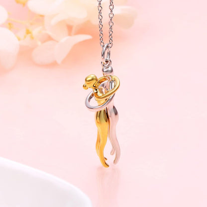 Hug Couple Necklace 925 Sterling Silver Hugging Couples Pendant Jewelry Gifts